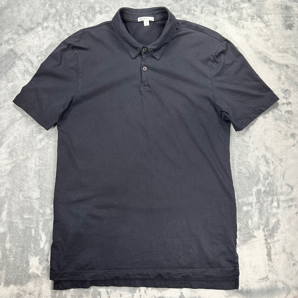 James Perse Mens Navy Blue Cotton Jersey Polo Shirt MSX3337 Size 2 Medium